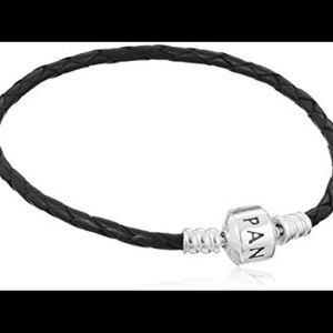 Pandora Black Leather Braided Bracelet